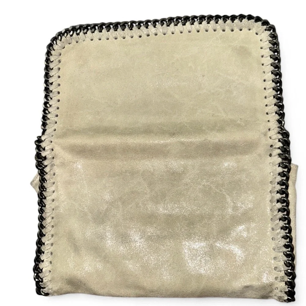 Leather Cream Chain-Trimmed Women's Bag